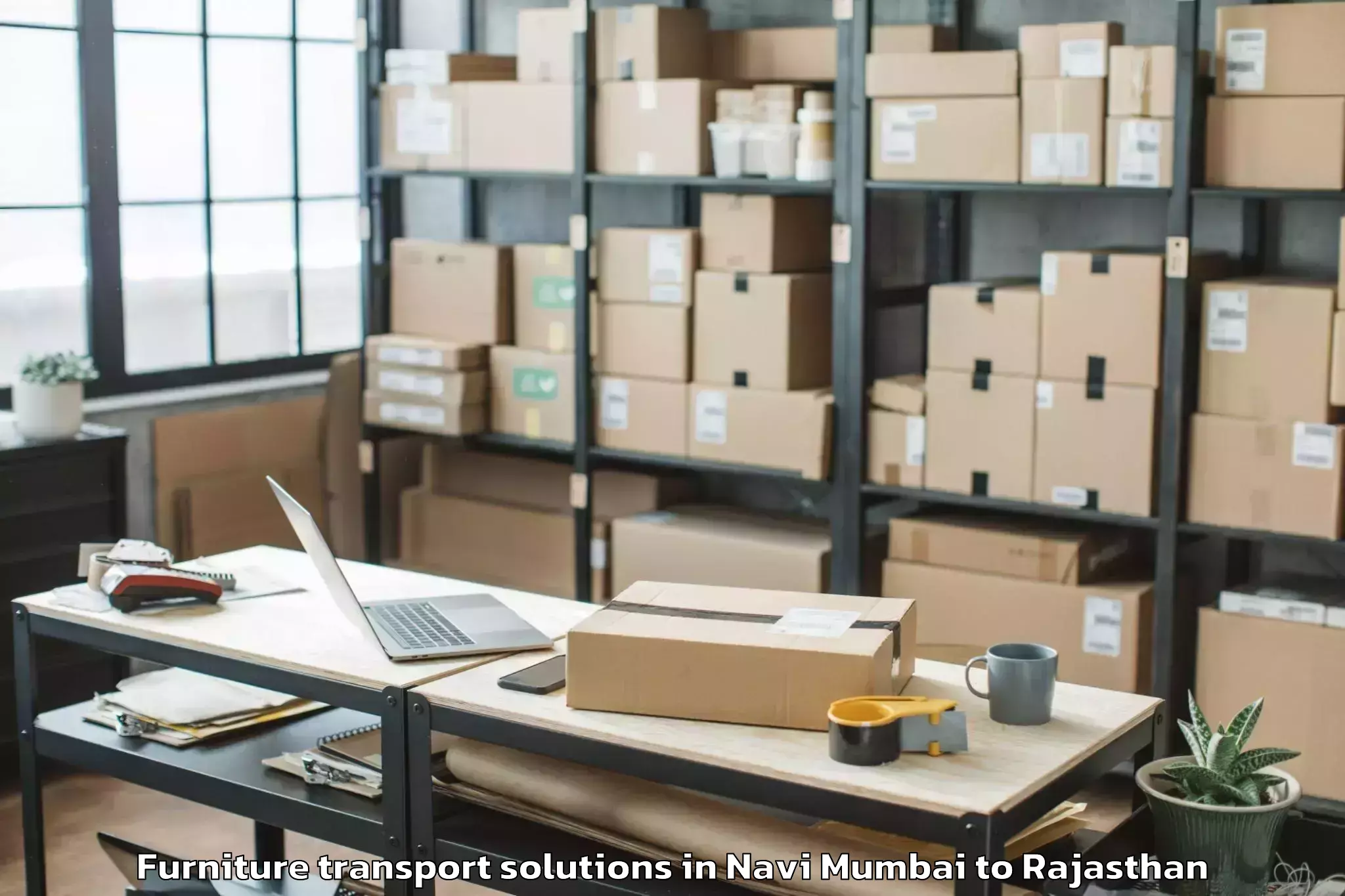 Trusted Navi Mumbai to Hindaun Furniture Transport Solutions